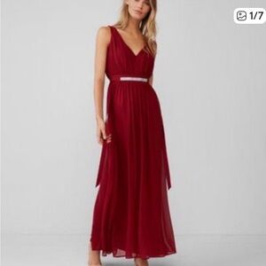 Express Wine Color Twist Strap Maxi Dress with Beaded Belt Size 14